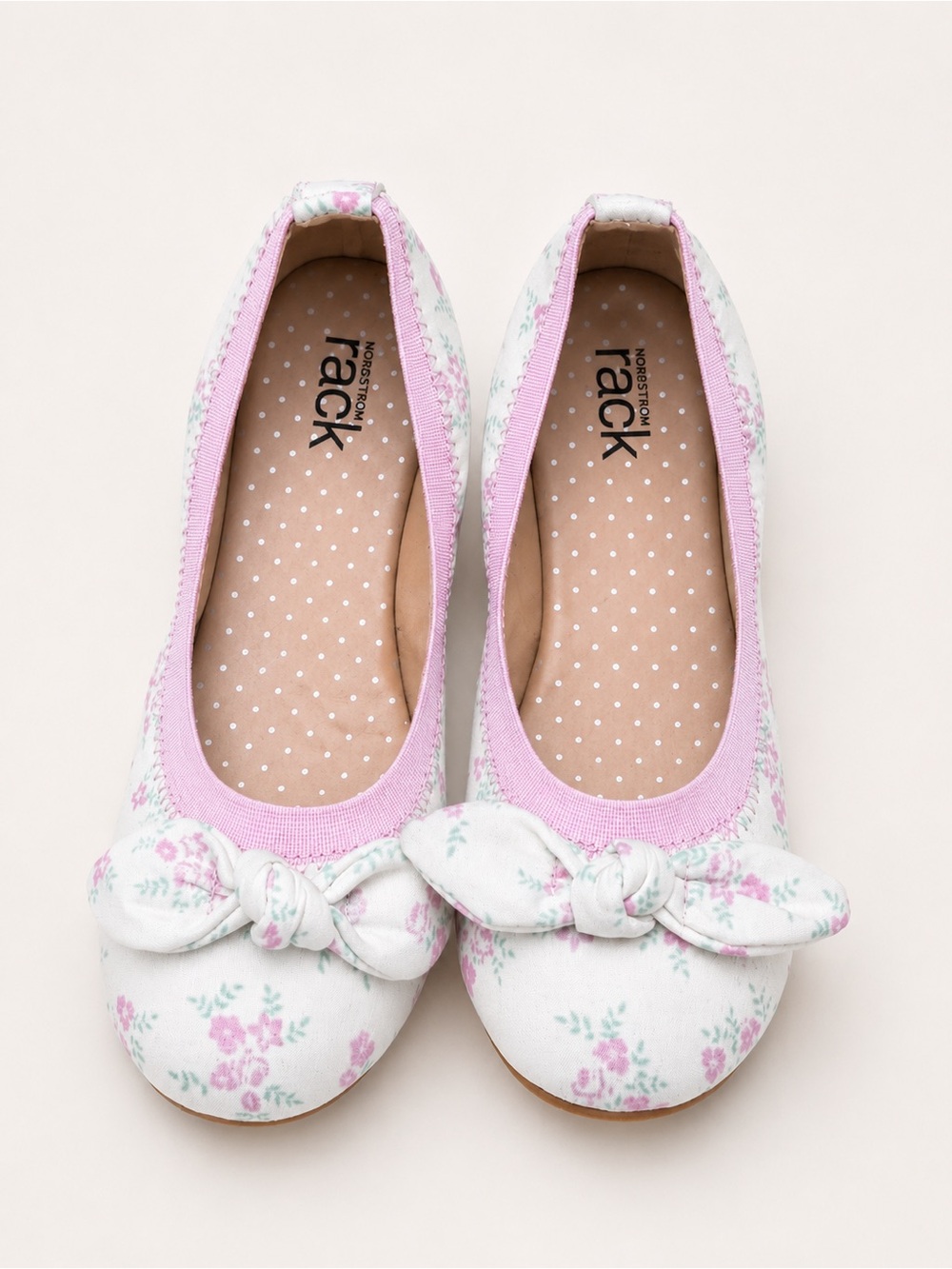 3/$30 Nordstrom Rack Floral Bow Ballet Flats in Lavender and White / Whimsical